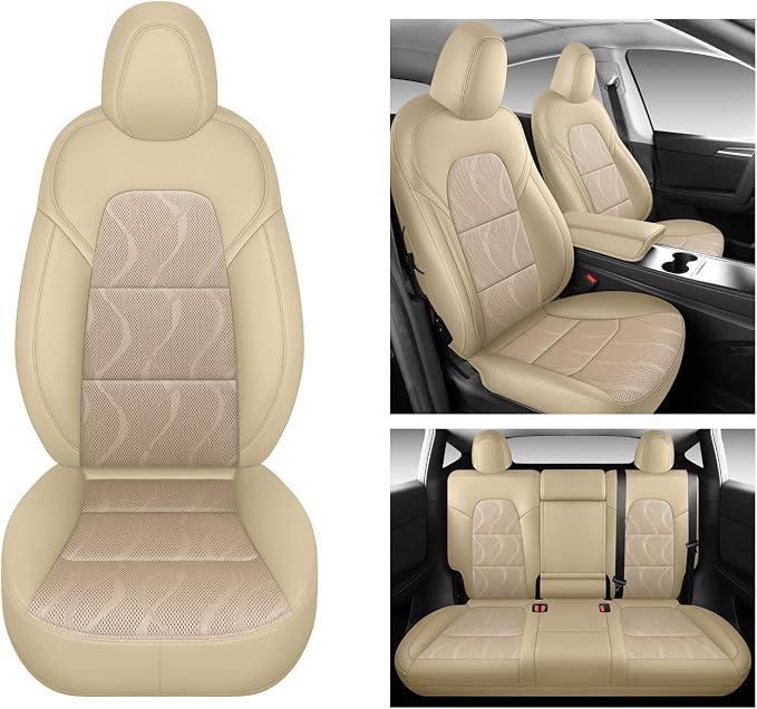 Tesla Model Y Seat Cover Full Set, Faux Leather Tesla Car Seat Cover, Perfect - Image 2