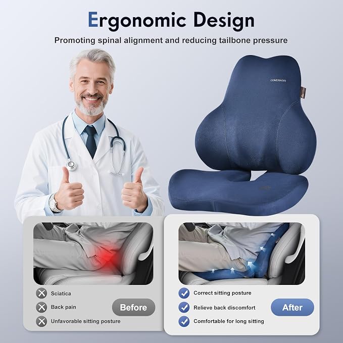 Coverado Memory Foam Car Seat Cushion and Lumbar Support Pillow - Image 4