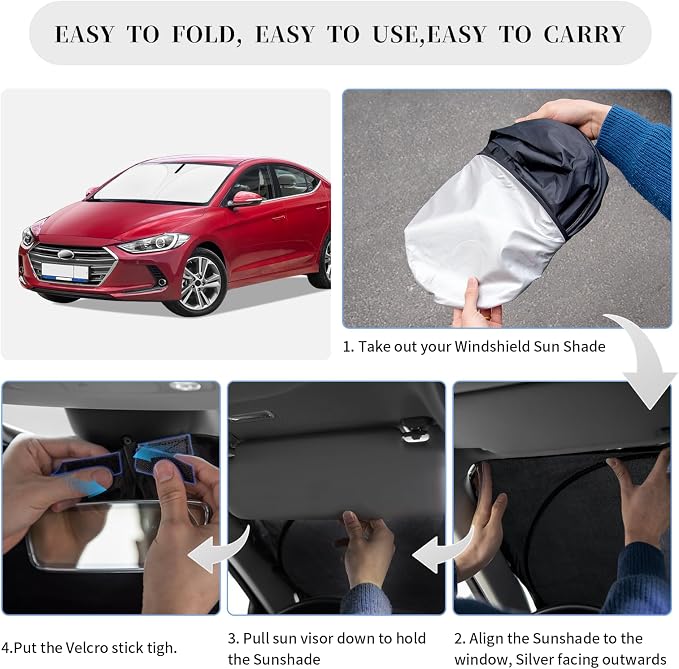 Sun Shade Sunshade for Hyundai Elantra Windshield Cover, 4-Layer Front Window - Image 6