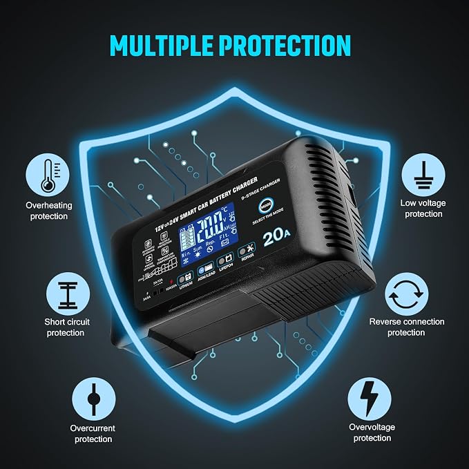 Battery Charger 0-20A 12V/24V Lithium LiFePO4 Lead Acid Fully Automatic - Image 7