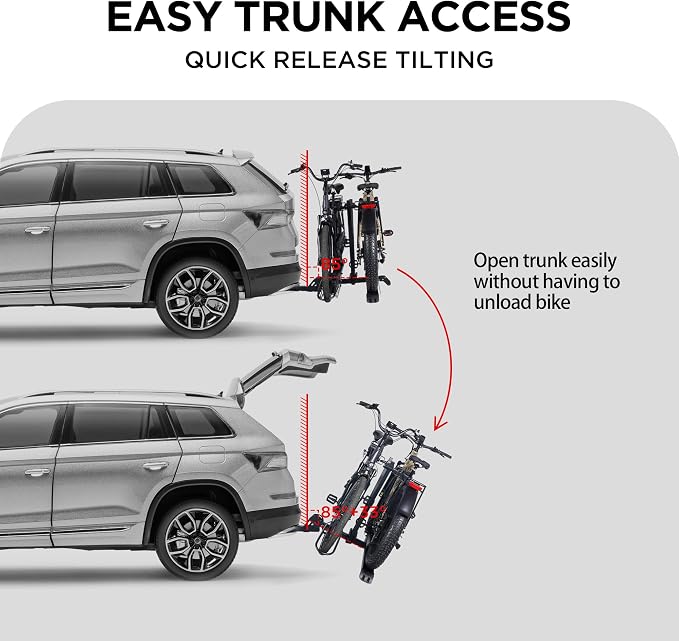 Rockland Foldable 2-Ebike Rack, 200 lbs Capacity, Hitch Mount Electric Bike Rack - Image 5