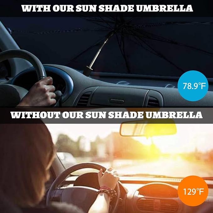 Windshield Sun Shade Umbrella, Portable Foldable, Spring Structure Wind Shield - Image 7