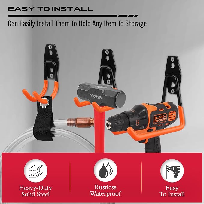 Garage Tool Storage Wall Hook Assortment Set: 15PCS Heavy Duty Large Hanger - Image 6