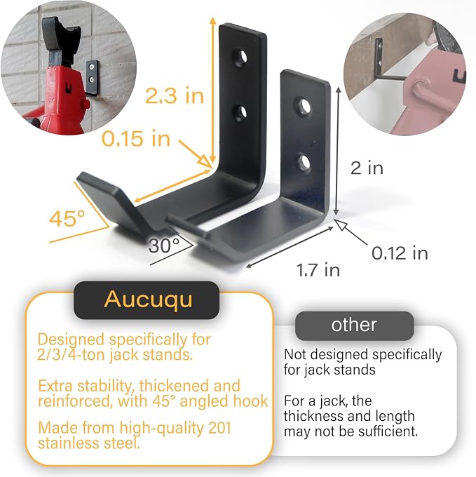 8 Packs Jack Stands Wall Mount Organizer, Heavy Duty Stainless Steel Holder - Image 3