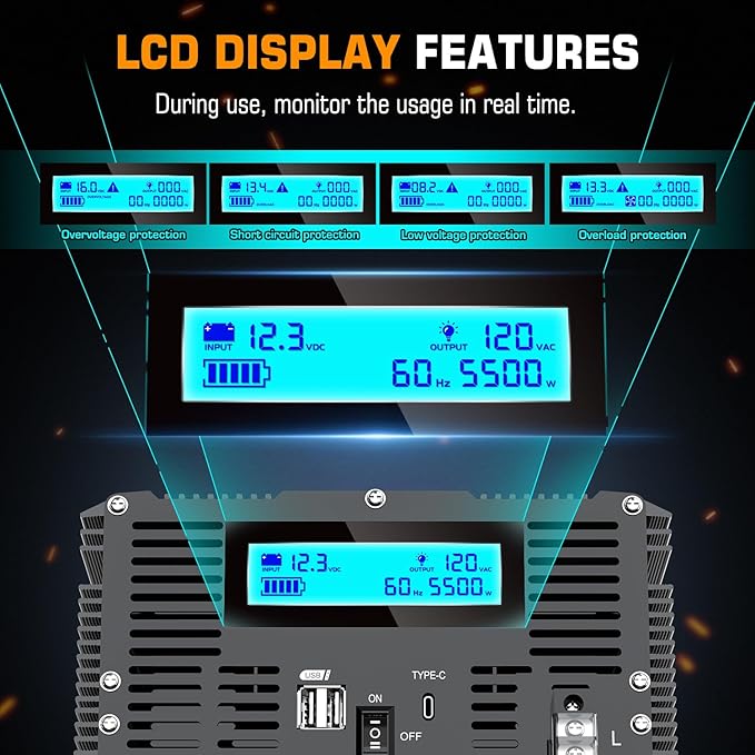 5500 Watt Power Inverter 12V DC to 110V 120V Converter - Image 4