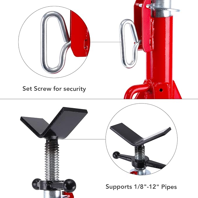 Towallmark V Head Pipe Jack Stand, 28-52 Inch Adjustable Height, 1/8"-12" - Image 3