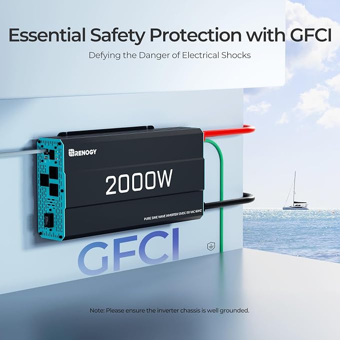 Renogy Inverter P2 2000W Pure Sine Wave Inverter 12V DC to 110V AC Converter - Image 5