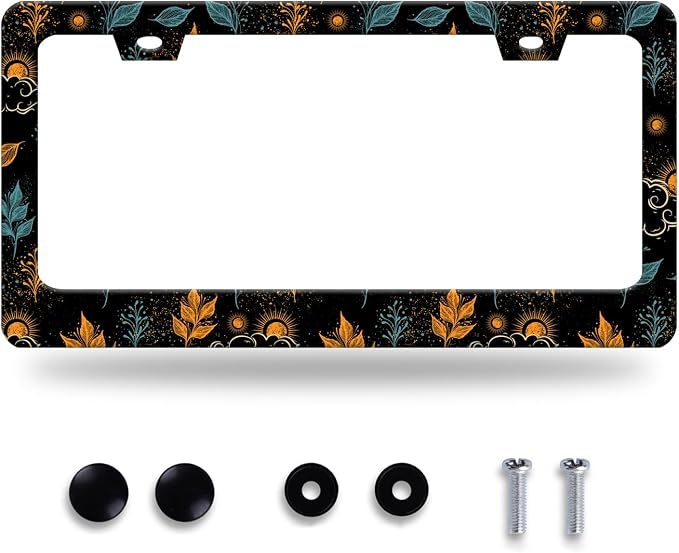 Galaxy License Plate Frame Colorful Starry Sky License Plate Stainless Steel by GORSNKYE