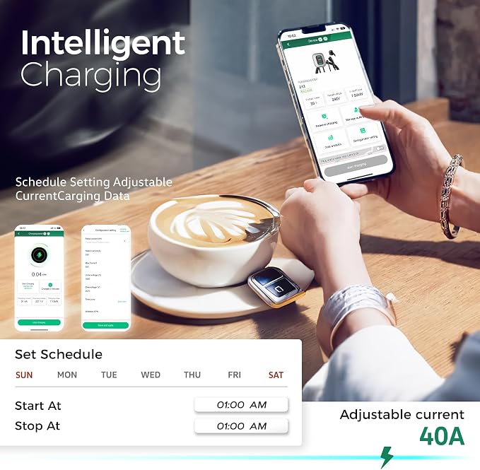 EV Charger Level 2, TESSAN 40A/240V Electric Vehicle Charing Station, Smart EV - Image 2