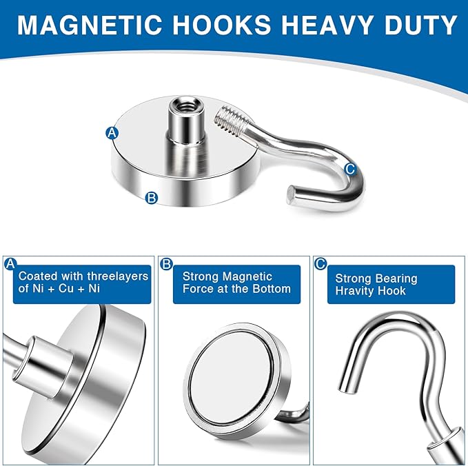 LOVIMAG Magnetic Hooks for Cruise Cabins, 80LBS Magnet Hooks Heavy Duty for - Image 6