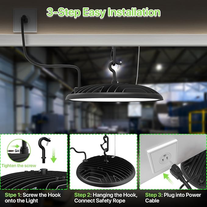 LED High Bay Light 200W, 28000LM 5000K UFO High Bay LED Light - Image 7
