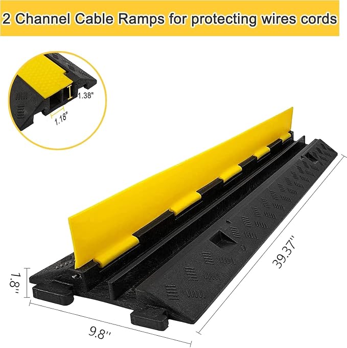 CXRCY Cable Ramp 3 Pack 2 Channel 11000lbs axle Capacity Floor Cord Cable - Image 7