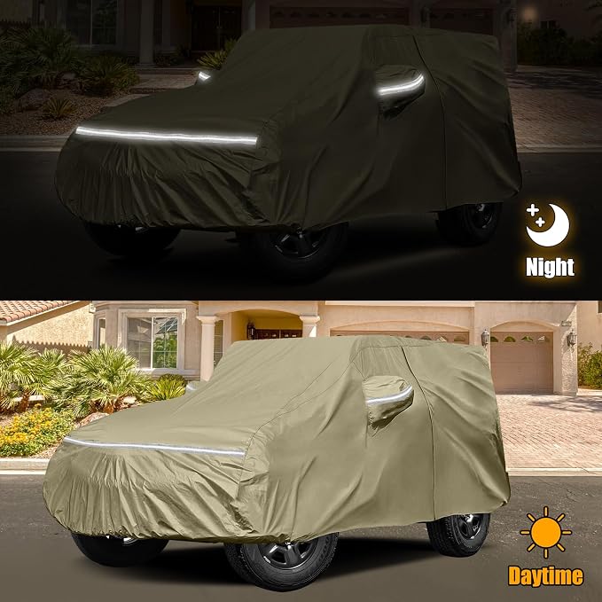 Waterproof Car Covers Replace for 2007-2025 Jeep Wrangler 2 Door, Windproof - Image 4