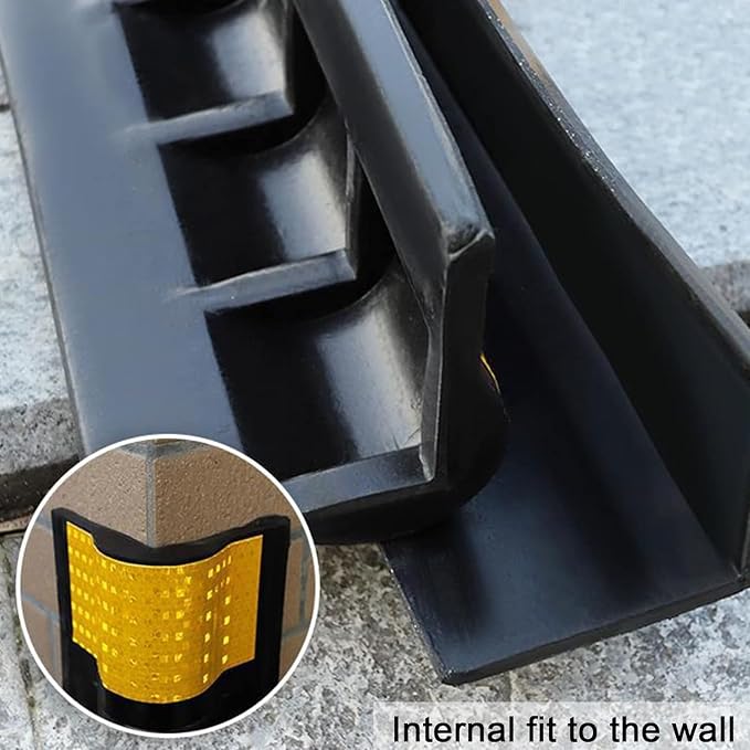 Workshop Rubber Protector, Reflective Floor Garage Edge Corner Guard, 1cm Thick - Image 3