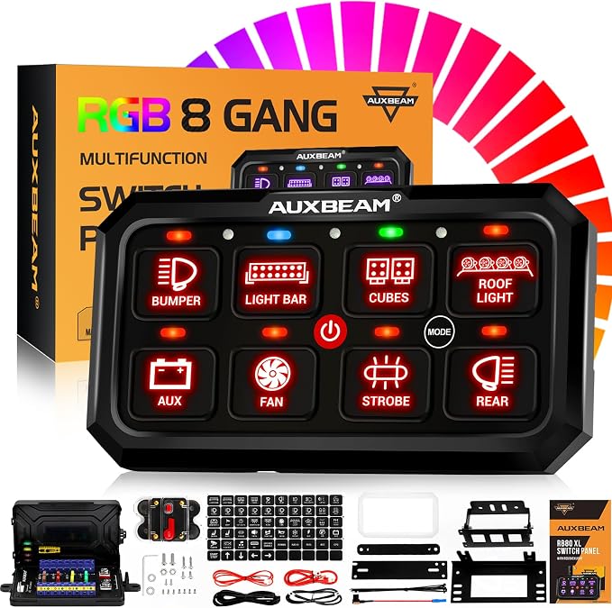 Auxbeam RGB 8 Gang Switch Panel 5.3 Inch RB80 XL by Auxbeam