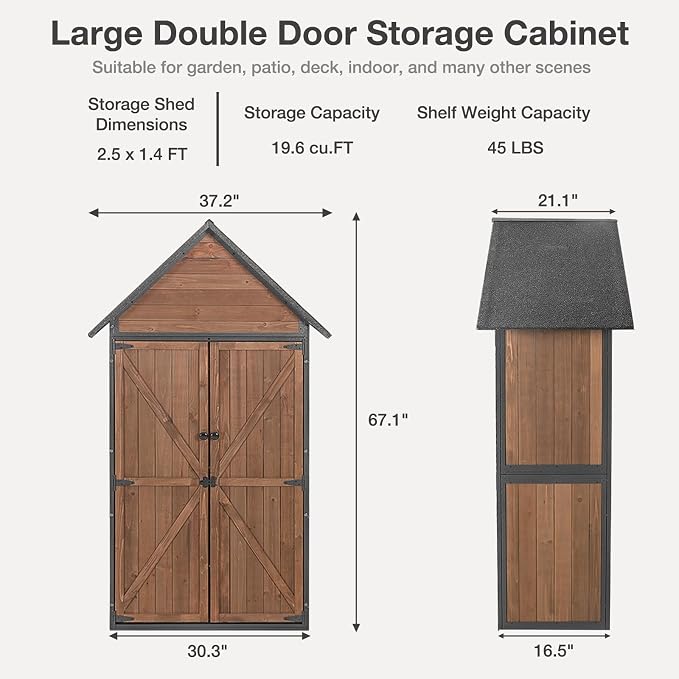 Outdoor Storage Shed with Floor and Waterproof Roof - Image 2