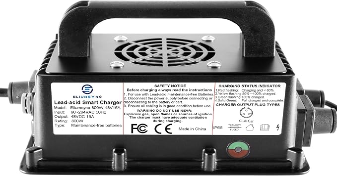800W Lead Acid Battery Charger 48 Volt 15 AMP 3-Pin Round Plug Club Car Golf - Image 4