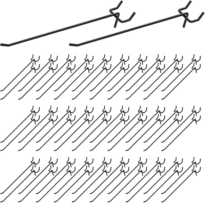 50Pcs 8"/20CM Pegboard Hooks Assortment Set, Metal Peg Board Hooks by Yauhar