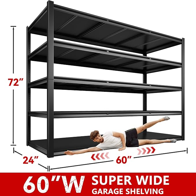 REIBII 60" W Garage Shelving Heavy Duty 3000LBS Storage Shelves Heavy Duty - Image 3