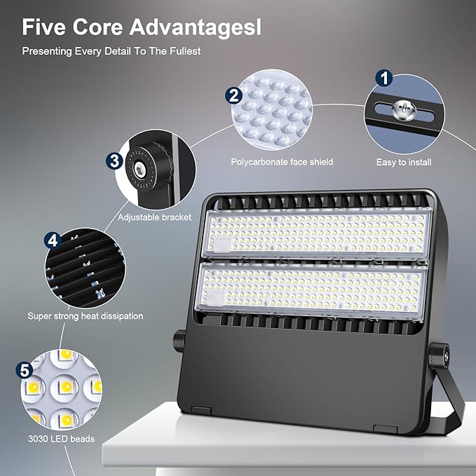 LED Stadium Lights, Outdoor Super Bright 240 Watt 36000 Lumen Stadium Flood - Image 5
