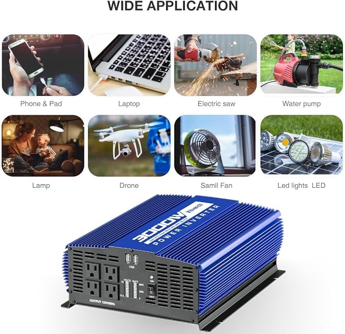 3000W Power Inverter 12V DC to 110V AC Car Battery Inverter - Image 4