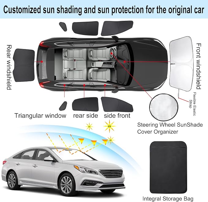TINGLU Window Shades for Hyundai Sonata Sedan 2015 2016 2017 2018 2019 - Image 3