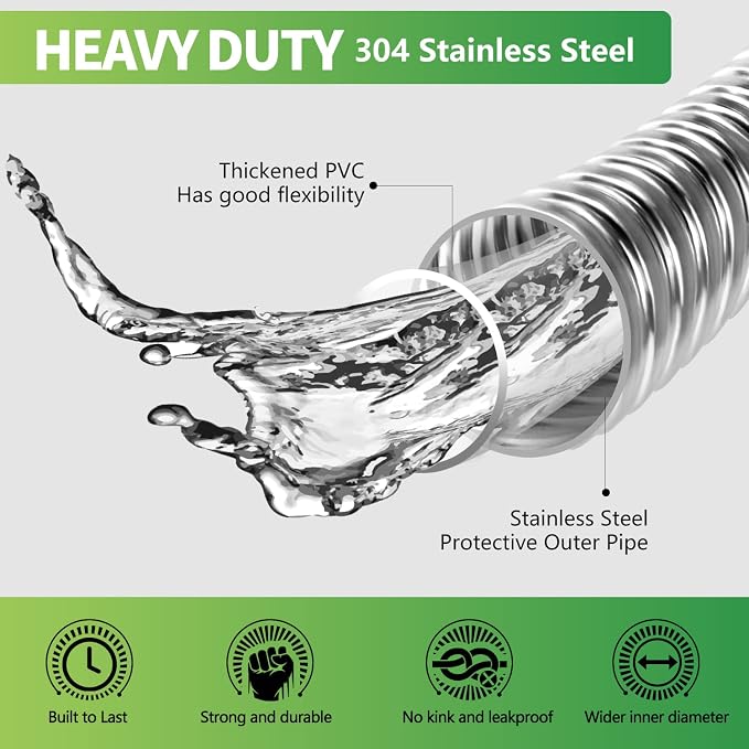 Short Garden Hose 3 Ft – Lightweight Leader Hose Extension-304 Stainless Steel - Image 2
