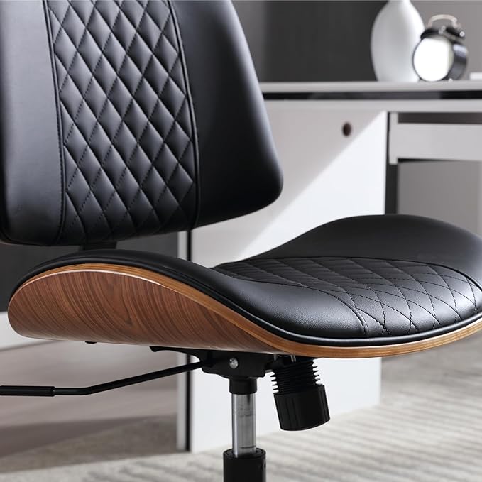 Home Office Chair No Arms with Wheels, Adjustable Height Small Desk Chair - Image 3