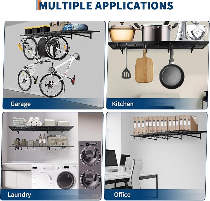 2 Pack Heavy Duty Garage Wall Shelves, 2x4ft Wall Mount Storage Shelf - Image 8