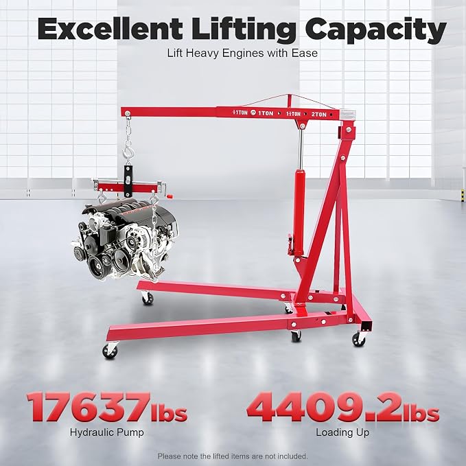 LOYALHEARTDY Engine Hoist with Lever, 2 Ton 4400 LBS Folding Cherry Picker Shop - Image 2
