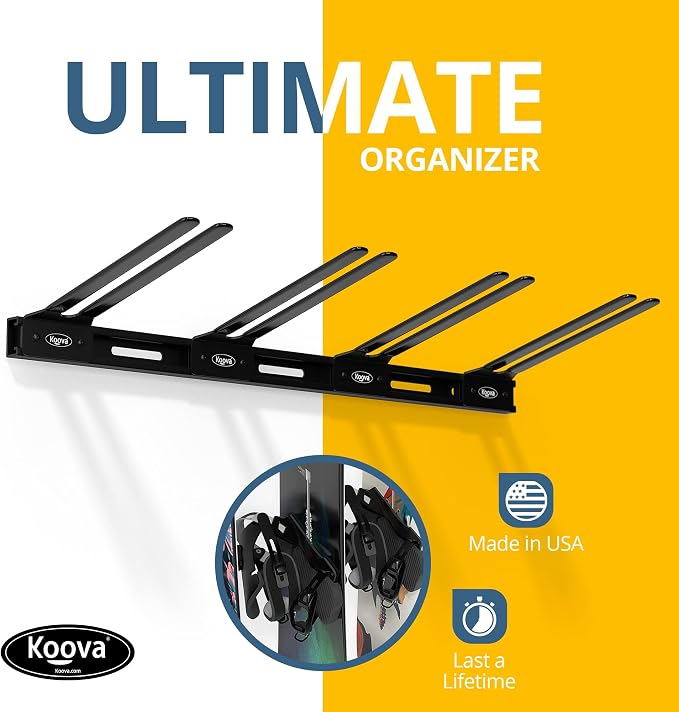 Koova Snowboard Wall Mount Rack Holder | Garage Snowboard Storage Organizer | - Image 2