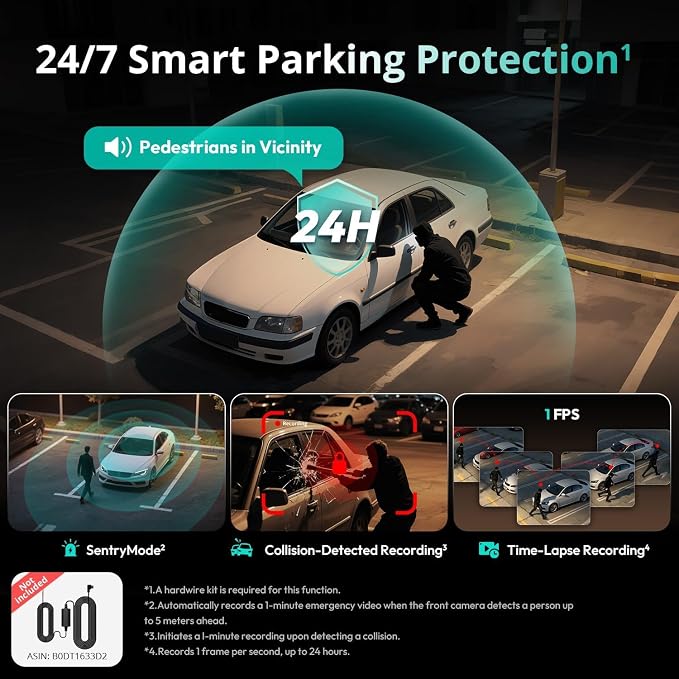 4K 3 Channel Dash Cam Front and Rear/Inside, 360°Dash Camera - Image 6