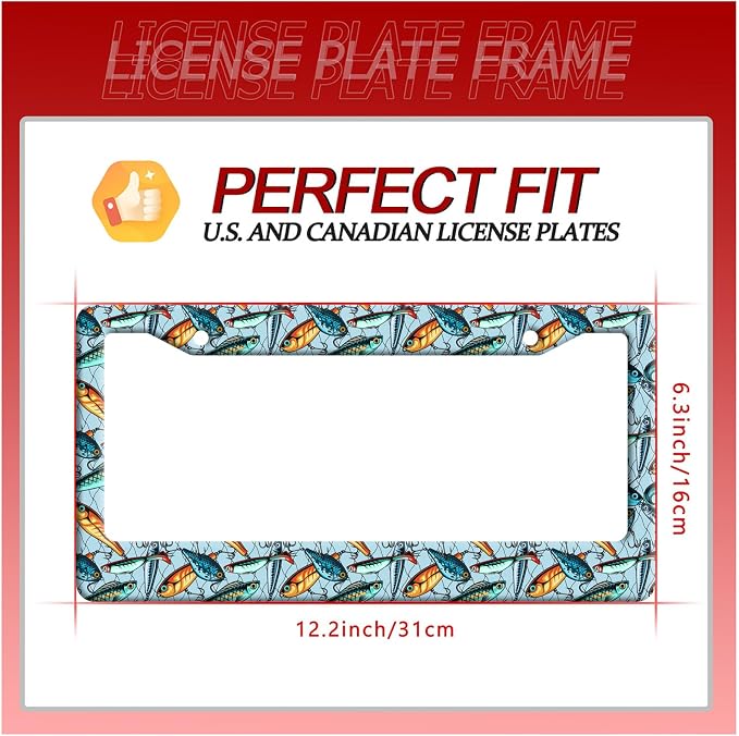 Fishing License Plate Frame Funny Fish License Plate Frames Stainless Steel - Image 7
