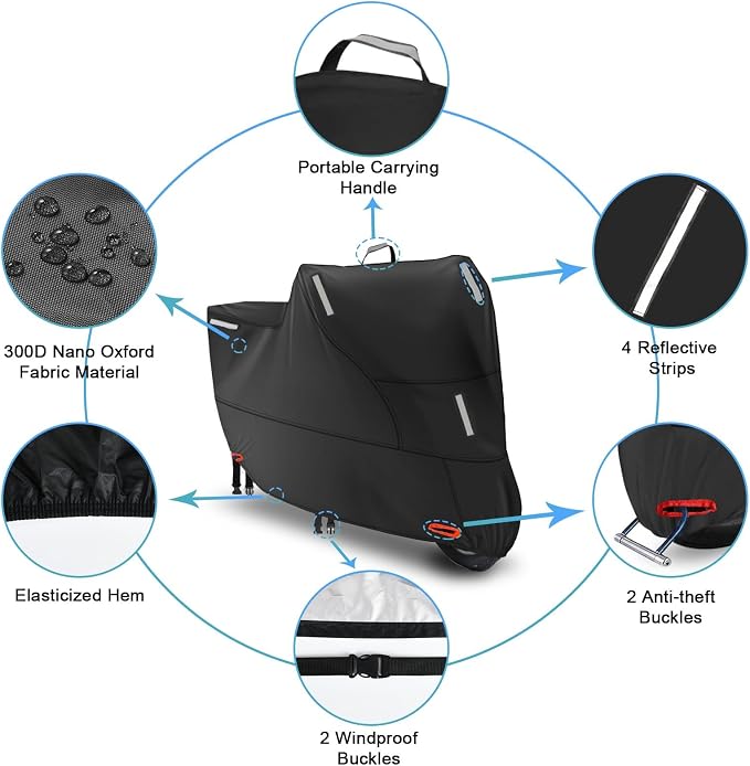 Waterproof Motorcycle Cover Outdoor, Motorbike Scooter Moped Rain Dust Cover - Image 3
