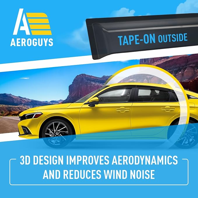 Extra Durable Window Deflectors Tape-On Window Visors Rain Guards Fit - Image 5