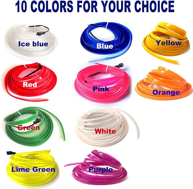 El Wire Blue Interior Car LED Strip Lights, 2M Neon Wire USB 5V - Image 7