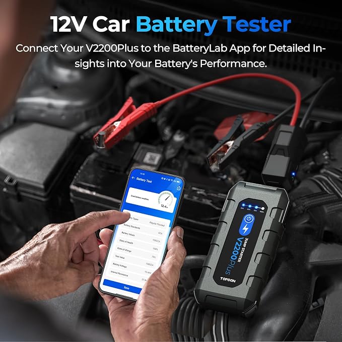 Car Battery Jump Starter and Battery Tester TOPDON 2-in-1 2200A Peak Jump - Image 2