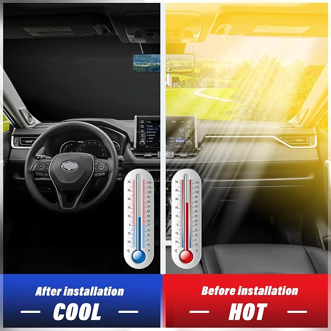 Sze Windshield Sunshade for Toyota RAV4 2019-2023 2024 2025, Foldable Front - Image 4