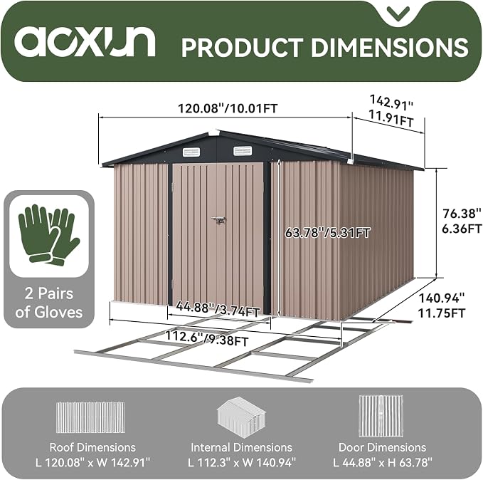 Aoxun 10 x 12FT Outdoor Storage Shed - Image 2