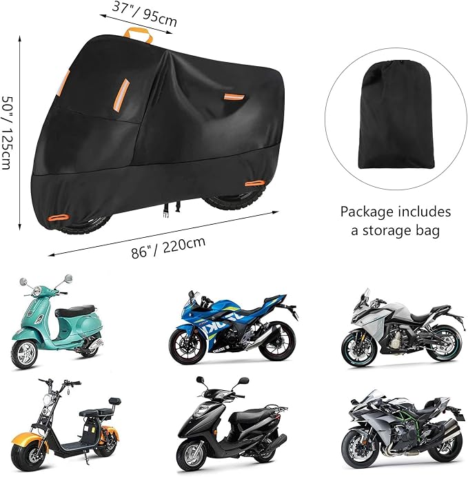 300D Motorbike Cover Waterproof Outdoor, Seceles Durable All Season Protection - Image 7
