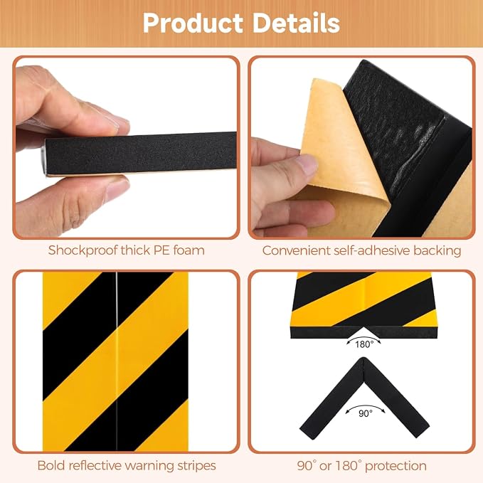 8 Pcs Garage Wall Protectors, Garage Wall Corner Foam Guards, Reflective Wall - Image 4