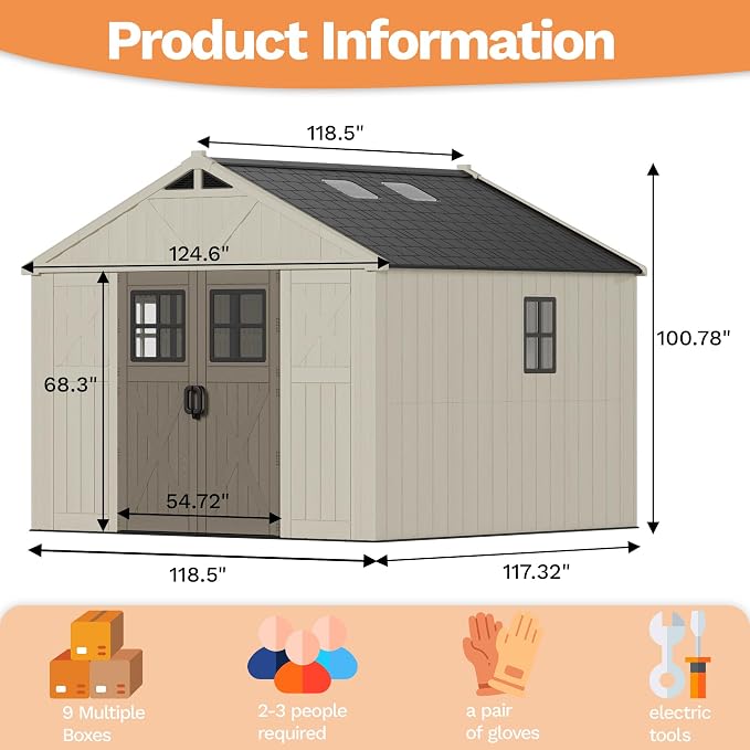Devoko 10 x 10 FT Plastic Outdoor Storage Shed - Image 5