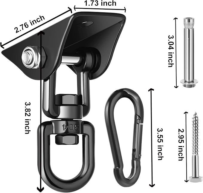 Porch Swing Hanging Kit, 360°Rotating 1200 lb Capacity Hanger - Image 3