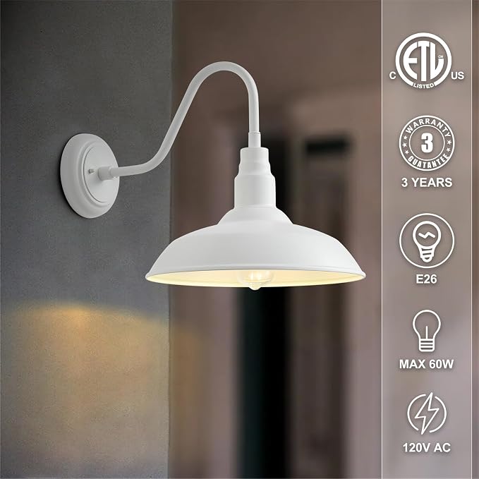 14 Inch Dome Outdoor Gooseneck Barn Light Fixture - Image 3