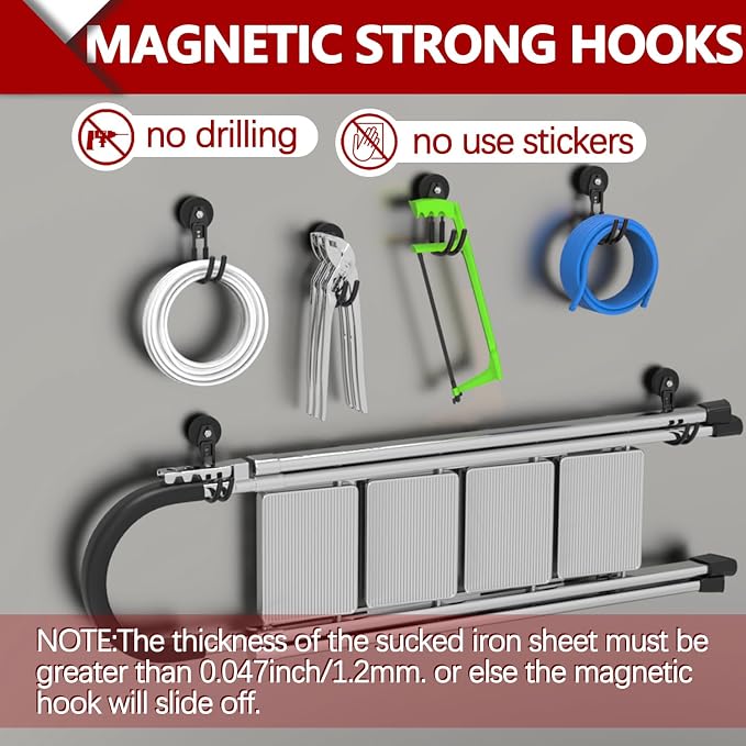 3-H Heavy Duty Magnet Garage Hooks 4 Pack, J Shape Strong Magnetic Hooks - Image 6