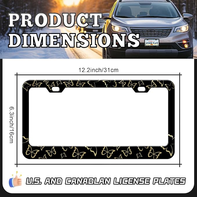 Golden Butterfly License Plate Frames - Image 2