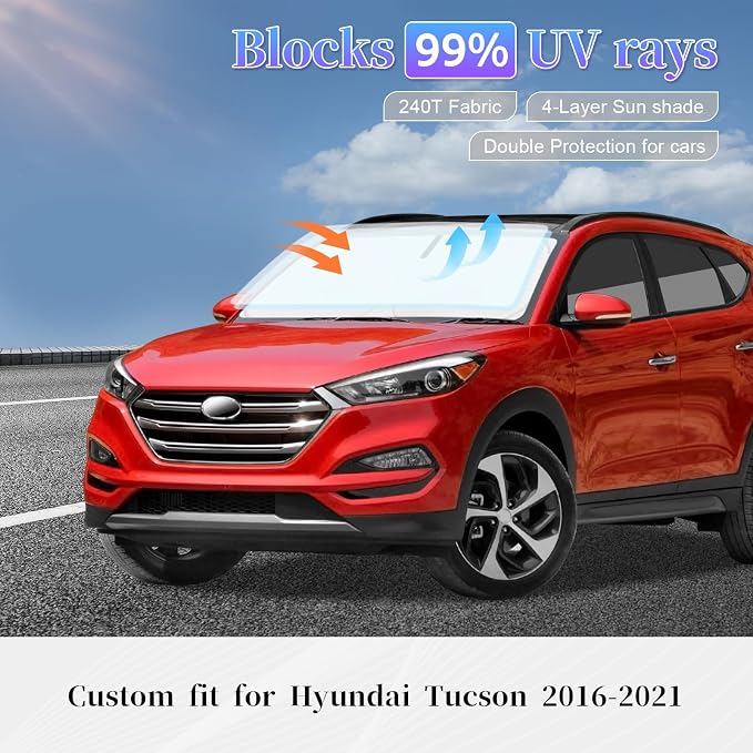 Sun Shade Sunshade for Hyundai Tucson Windshield Cover, 4-Layer Front Window - Image 2