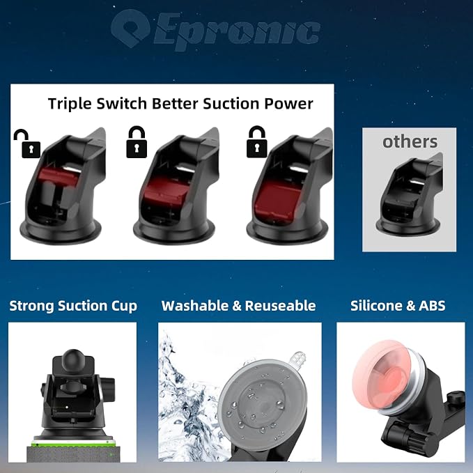 Carplay Mount, 360° Flexible Windshield Dashboard Suction Cup Bracket - Image 7