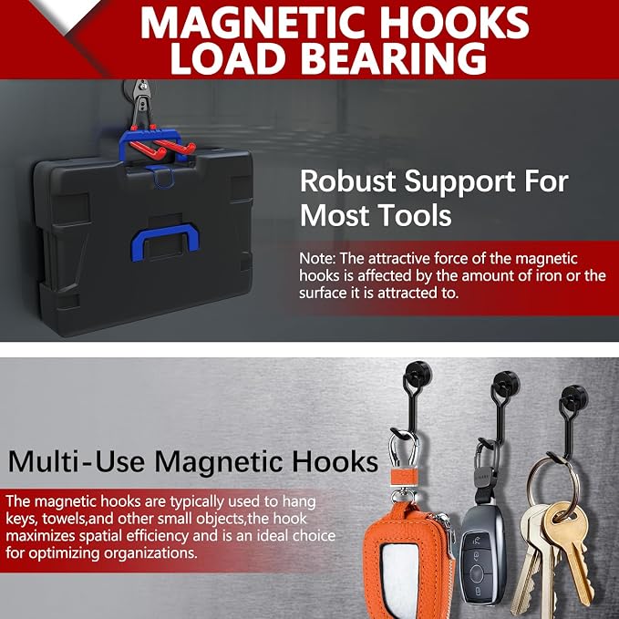 3-H Heavy Duty Magnet Garage Hooks 2 Pack, Extra Large Strong Magnetic Hooks - Image 5
