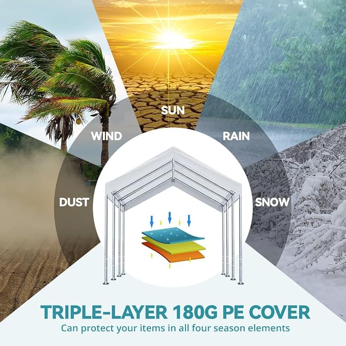 10'x20' Carport Replacement Top Canopy Cover - Image 6